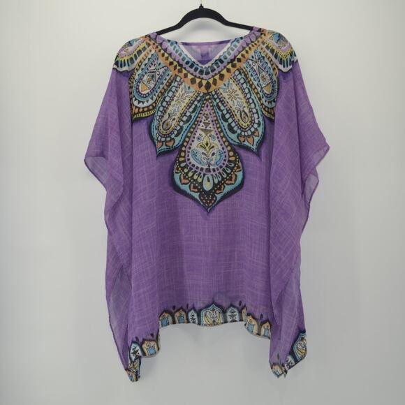 Chico's Small Medium Purple Sheer Blouse Boho Up Top - Picture 2 of 13